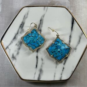 Kendra Scott Kirsten Bronzed Veined Turquoise Gold Earrings